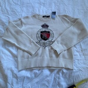 Lauren Ralph Lauren Boys L Crest Sweater Cream Knit NWT $195 Preppy